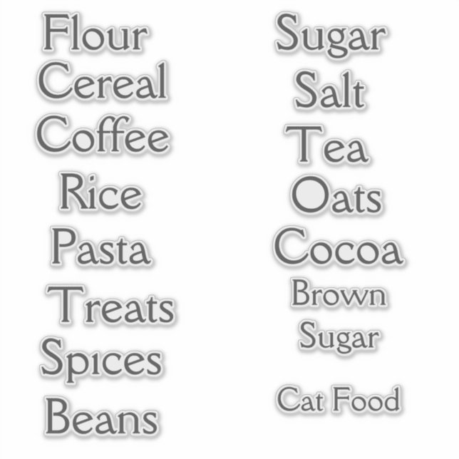 Sticker Staples Pantry personnalisables Vinyl (Devant)