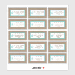 Sticker Starfish Turquoise Burlap Beach Wedding Collection