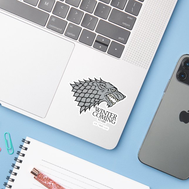 Sticker Stark Sigil - L'Hiver Arrive (Ordinateur portable avec iPhone)