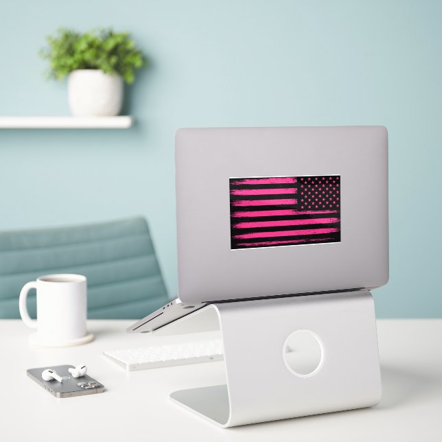 Sticker Stars and Stripes Édition Rose  (Ordinateur portable sur le bureau)