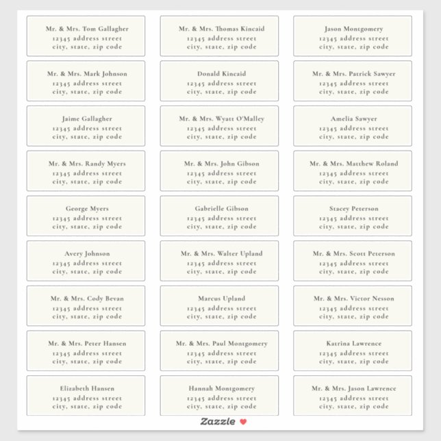 Sticker STATELY Black / Ecru Guest Address Labels (Feuille)