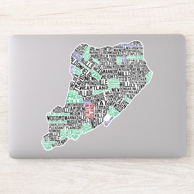 Sticker Staten Island New York Word Art Map (Ordinateur)