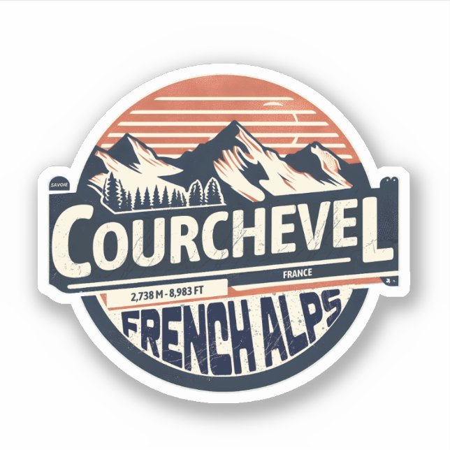 Sticker Station de ski Courchevel dans les Alpes française (Devant)