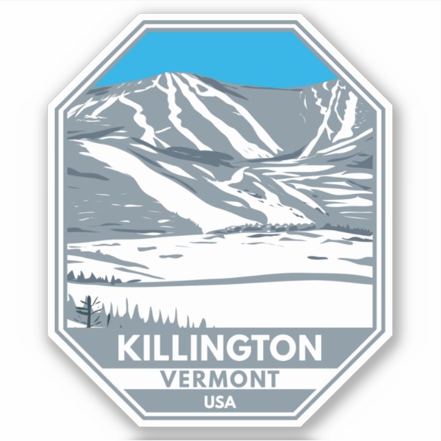 Sticker Station de ski de Killington Hiver Vermont (Devant)