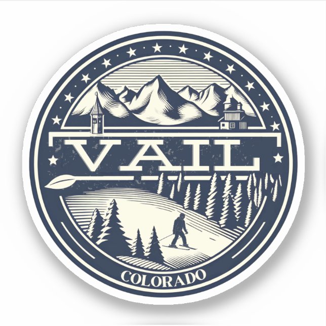 Sticker Station de ski de Vail : Ski et Snowboard dans le  (Devant)