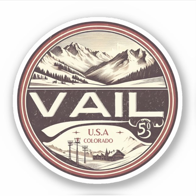 Sticker Station de ski de Vail : Ski et Snowboard dans le  (Devant)