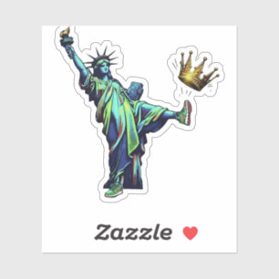 Sticker Statue de la Liberté lançant sa couronne Pochoir A