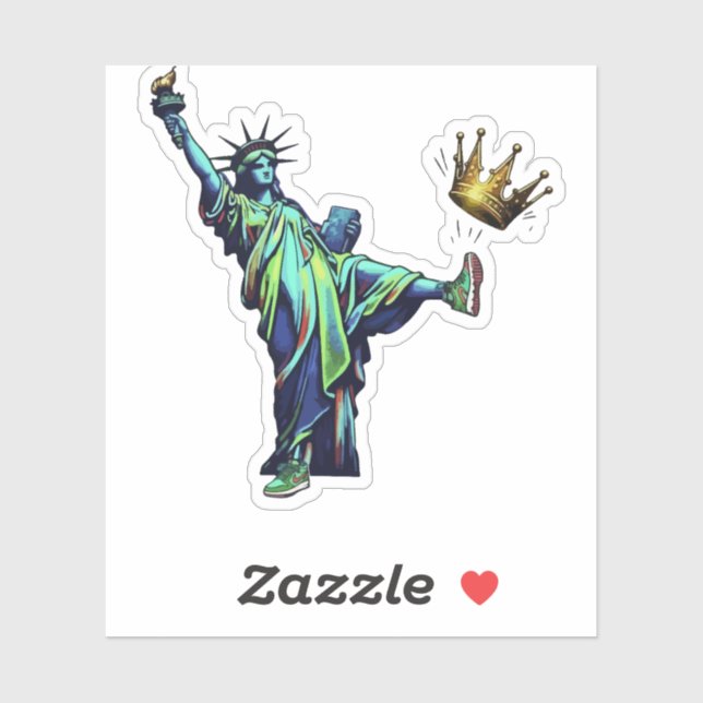 Sticker Statue of Liberty Kicking Crown Stencil Art | Vint (Feuille)