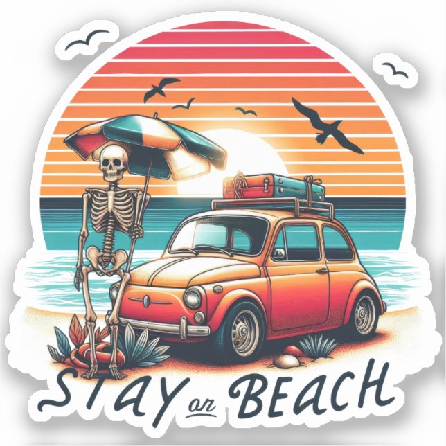 Sticker Stay On Beach - Retro Vibes - Skeleton (Recto)