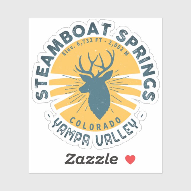 Sticker Steamboat Springs Colorado Mountain Camping Randon (Feuille)