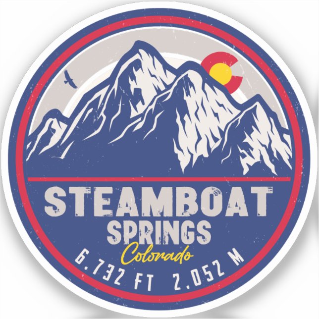 Sticker Steamboat Springs Colorado Retro Sunset Souvenirs (Recto)
