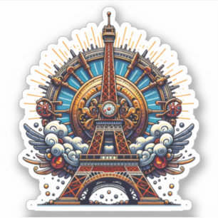 Sticker Steampunk Bastille Day Tour Eiffel