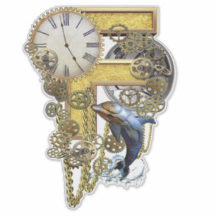 Sticker Steampunk Capital F Sculpture