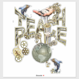 Sticker Steampunk Graphic Apprendre la paix - Dauphins