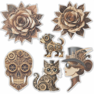 Sticker Steampunk homme femme animaux papier artisanat