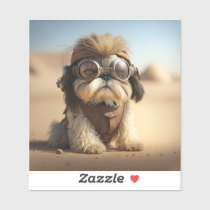 Sticker Steampunk Shih Tzu Aux Lunettes