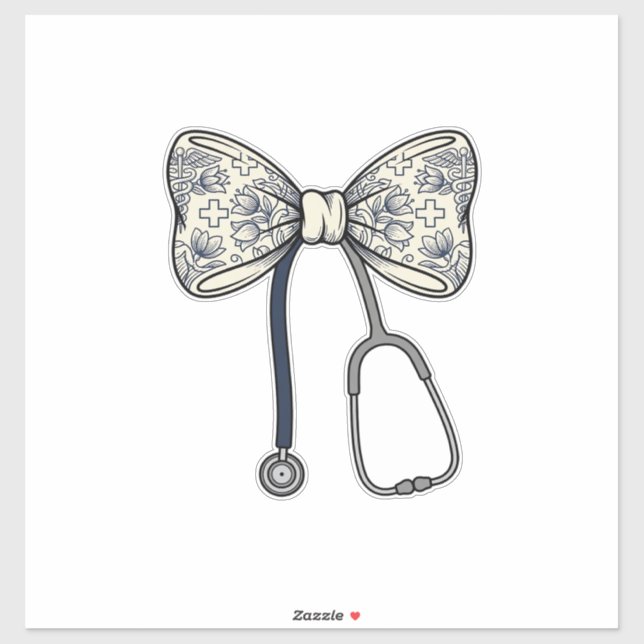 Sticker Stéthoscope à ruban d'infirmière vintage Design de (Feuille)