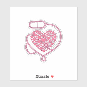 Sticker Stéthoscope Cardiaque Amour Médical Vecteur Concep