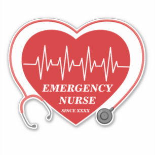 Sticker Stéthoscope EKG Cœur Amour Infirmière Personnalisé