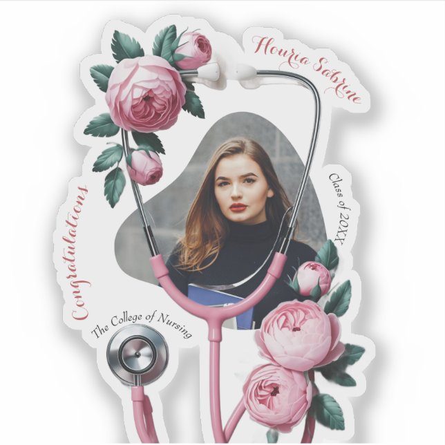 Sticker Stéthoscope Roses Roses Fleurs Roses Moderne Diplô (Devant)