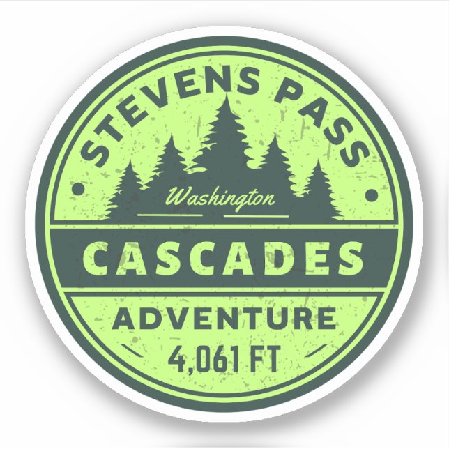 Sticker Stevens Pass, cascades range Washington randonnée  (Devant)
