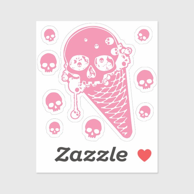 Sticker Stick à cône de crème glacée rose (Feuille)