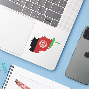 Sticker Stick Afghanistan Flag In Country Map