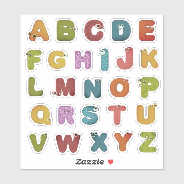 Sticker Stick Alphabet A À Z Sur Lettres (Feuille)