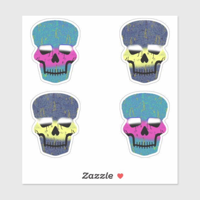 Sticker Stick de cravate de bonbon mignon squelette (Feuille)