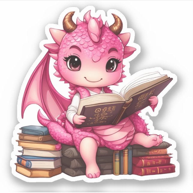 Sticker Stick de lecture Dragon Rose (Devant)