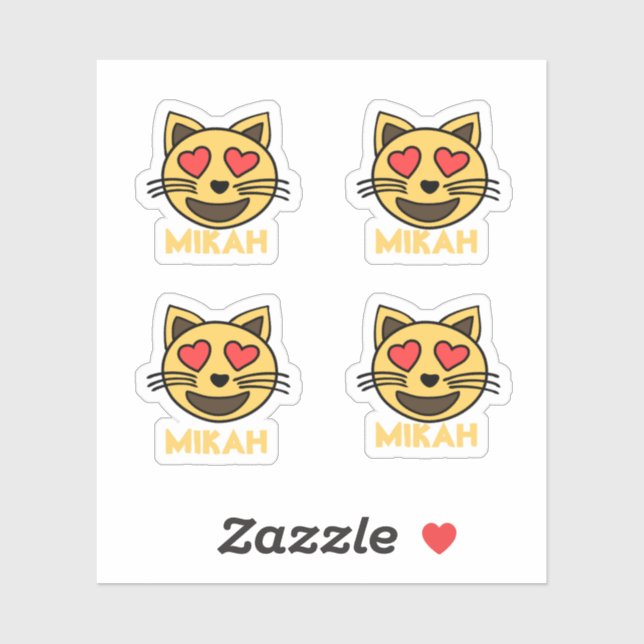 Sticker Stick Emoji Coeur Cute Avec Nom Personnalisé (Feuille)