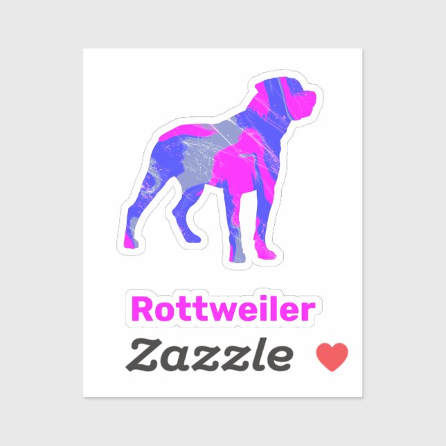 Sticker Stick rose chaud et bleu pour chien Rottweiler (Feuille)