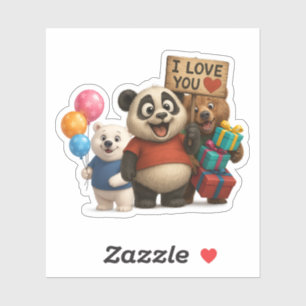 Sticker Stick Vinyl Anniversaire Panda mignonne et ours pa