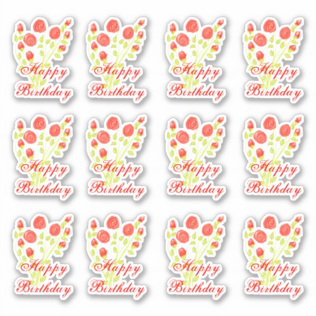 Sticker Sticky Floral Orange Rouge (Devant)