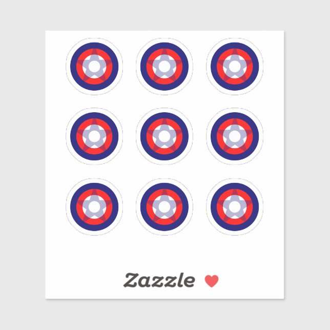 Sticker Sticleur cible ronde Pinball rouge/blanc/bleu "éto (Feuille)