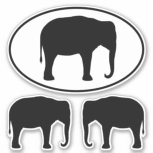 Sticker Sticleur de faune Silhouettes d'éléphants asiatiqu