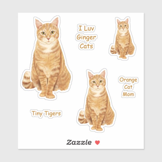 Sticker Sticleur en chat Tabby orange (Feuille)