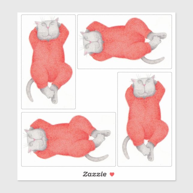 Sticker Sticleur en vinyle JOHNS LONG ROUGE CAT 8"X8" (Feuille)