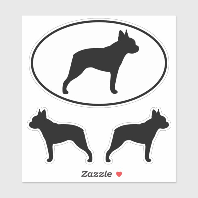 Sticker Sticleur en vinyle Silhouettes de chien de Boston  (Feuille)
