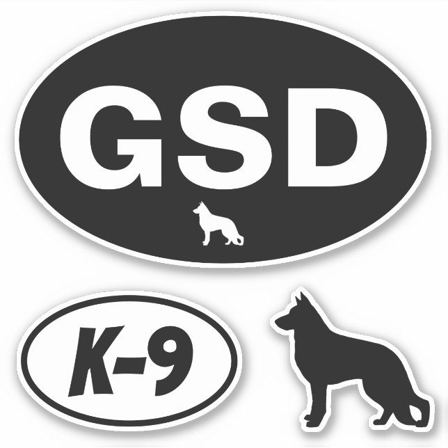 Sticker Sticleur ovale K-9 du berger allemand GSD (Devant)