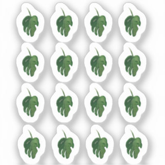 Sticker Sticleur vert feuille d'aquarelle Monstera