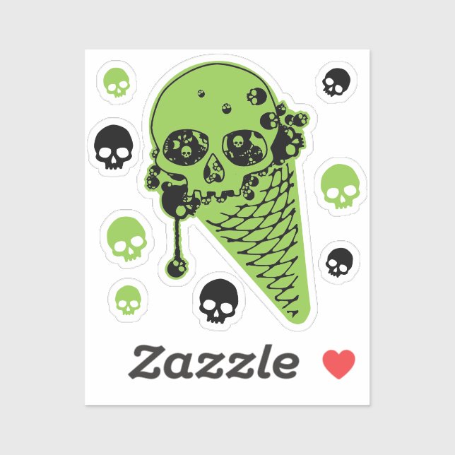 Sticker Sticule de cône de crème glacée poison vert (Feuille)