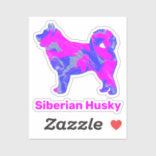 Sticker Sticule de coupe en silhouette rose de chien Husky