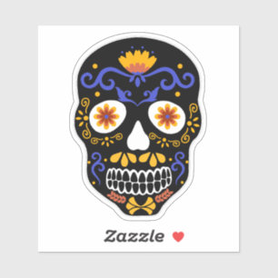 Sticker Sticule Sugar Crâne Bleu Et Orange