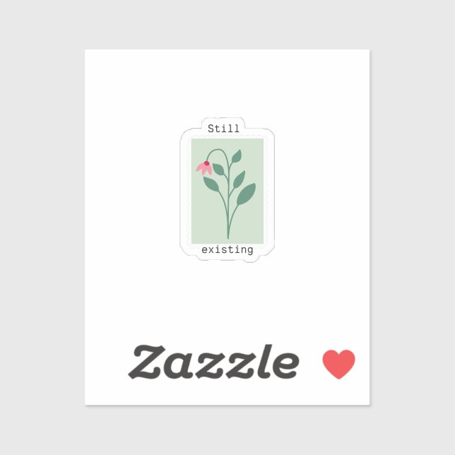 Sticker Still Existing Minimalist Flower Stamp Design (Feuille)