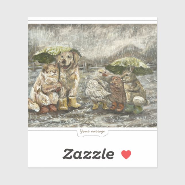 Sticker Still Together Whimsical Farmhouse Animals Rainy  (Feuille)