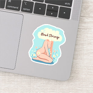 Sticker Stockage nuage humoristique de technologie amusant