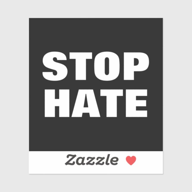 Sticker Stop Hate noir blanc gras typographie moderne (Feuille)