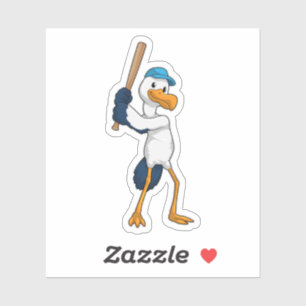 Sticker Stork au baseball avec batte de baseball