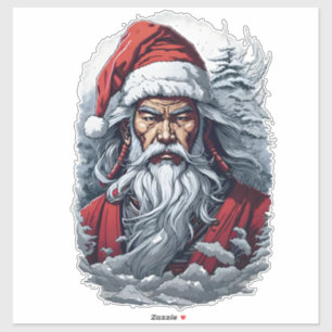 Sticker Striking Samurai Santa Claus